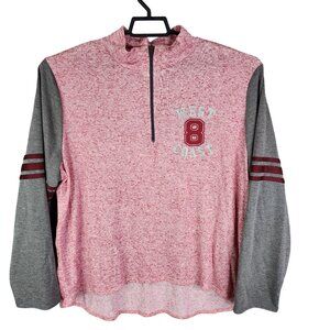 Womens Red & Gray Fame 4 Fifteen Pullover Shirt Long Sleeve Hi Lo 1/4 Zip XXL